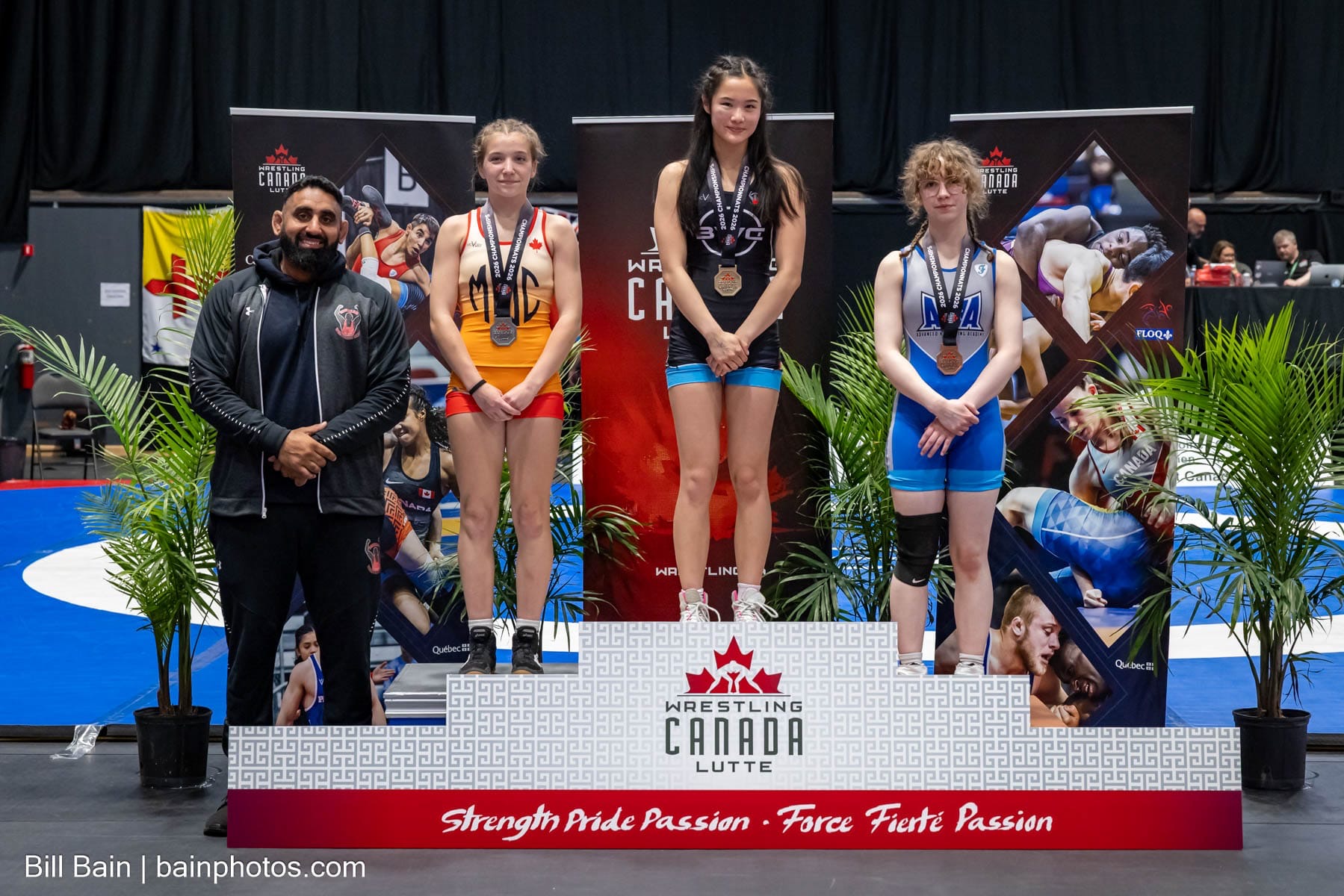 Isabelle Chen on the podium at Wrestling Canada Championships